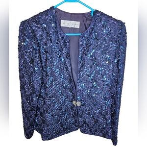 Lillie Rubin Navy Sequin Blazer